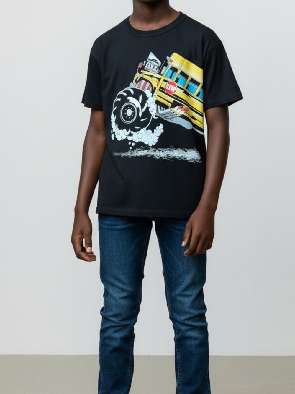 The Children’s Place Boys Monster Truck School Bus Graphic T-Shirt Size 5/6